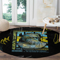 Ancient Greek Zeus Round Carpet Futuristic Style - Wonder Print Shop