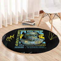 Ancient Greek Zeus Round Carpet Futuristic Style - Wonder Print Shop