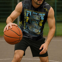 Ancient Greek Zeus Sleeveless Hoodie Futuristic Style - Wonder Print Shop