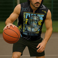 Ancient Greek Zeus Sleeveless Zip Hoodie Futuristic Style - Wonder Print Shop