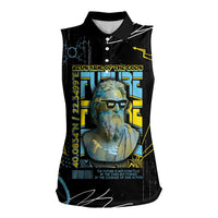 Ancient Greek Zeus Women Sleeveless Polo Shirt Futuristic Style - Wonder Print Shop