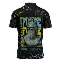 Ancient Greek Zeus Zipper Polo Shirt Futuristic Style - Wonder Print Shop