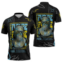 Ancient Greek Zeus Zipper Polo Shirt Futuristic Style - Wonder Print Shop