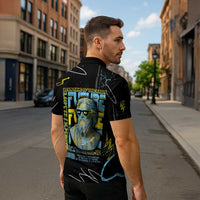 Ancient Greek Zeus Zipper Polo Shirt Futuristic Style - Wonder Print Shop