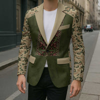 Personalized Ukraine Vyshyvanka Motif Blazer Ukrainian Military Style - Wonder Print Shop