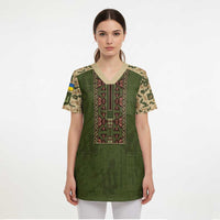 Personalized Ukraine Vyshyvanka Motif Scrub Top Ukrainian Military Style - Wonder Print Shop