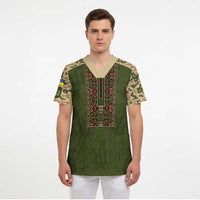 Personalized Ukraine Vyshyvanka Motif Scrub Top Ukrainian Military Style - Wonder Print Shop