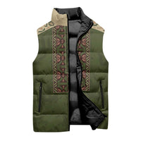 Personalized Ukraine Vyshyvanka Motif Sleeveless Puffer Jacket Ukrainian Military Style - Wonder Print Shop