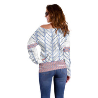 Traditional Romanian Costume Off Shoulder Sweater National Folk Patterns - Wonder Print Shop