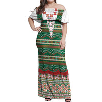Lithuanian National Costume Off Shoulder Maxi Dress Traditional Folk Pattern - Wonder Print Shop