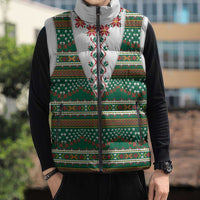 Lithuanian National Costume Sleeveless Puffer Jacket Traditional Folk Pattern - Wonder Print Shop