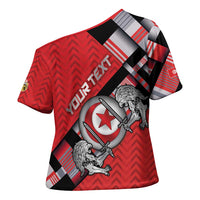 Personalized Tunisia Cross Shoulder Shirt Silver Lions Sports Patterns - Wonder Print Shop