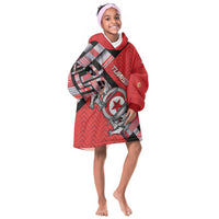 Personalized Tunisia Kid Wearable Blanket Hoodie Silver Lions Sports Patterns - Wonder Print Shop