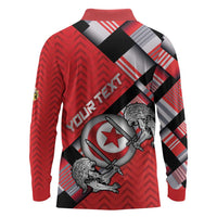 Personalized Tunisia Long Sleeve Polo Shirt Silver Lions Sports Patterns - Wonder Print Shop