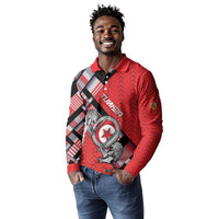 Personalized Tunisia Long Sleeve Polo Shirt Silver Lions Sports Patterns - Wonder Print Shop