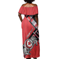 Personalized Tunisia Off Shoulder Maxi Dress Silver Lions Sports Patterns - Wonder Print Shop