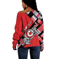 Personalized Tunisia Off Shoulder Sweater Silver Lions Sports Patterns - Wonder Print Shop