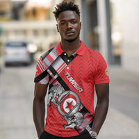 Personalized Tunisia Polo Shirt Silver Lions Sports Patterns - Wonder Print Shop