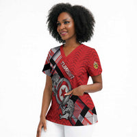 Personalized Tunisia Scrub Top Silver Lions Sports Patterns - Wonder Print Shop