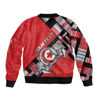 Personalized Tunisia Sleeve Zip Bomber Jacket Silver Lions Sports Patterns - Wonder Print Shop