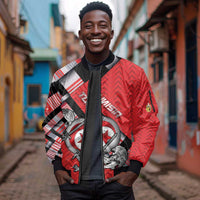 Personalized Tunisia Sleeve Zip Bomber Jacket Silver Lions Sports Patterns - Wonder Print Shop