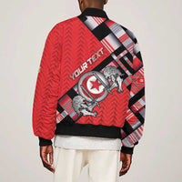 Personalized Tunisia Sleeve Zip Bomber Jacket Silver Lions Sports Patterns - Wonder Print Shop