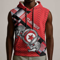 Personalized Tunisia Sleeveless Hoodie Silver Lions Sports Patterns - Wonder Print Shop