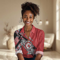 Personalized Tunisia Women Casual Shirt Silver Lions Sports Patterns - Wonder Print Shop