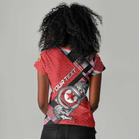 Personalized Tunisia Women V-Neck T-Shirt Silver Lions Sports Patterns - Wonder Print Shop