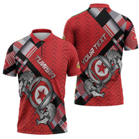 Personalized Tunisia Zipper Polo Shirt Silver Lions Sports Patterns - Wonder Print Shop