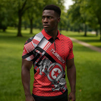 Personalized Tunisia Zipper Polo Shirt Silver Lions Sports Patterns - Wonder Print Shop