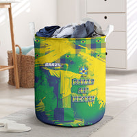 Brazil Football Laundry Basket Rumo Ao Hexa Grunge Style