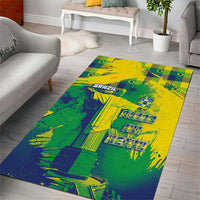Brazil Football Area Rug Rumo Ao Hexa Grunge Style