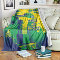Brazil Football Blanket Rumo Ao Hexa Grunge Style