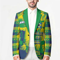 Custom Brazil Football Blazer Rumo Ao Hexa Grunge Style