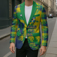 Custom Brazil Football Blazer Rumo Ao Hexa Grunge Style