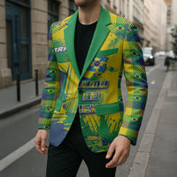 Custom Brazil Football Blazer Rumo Ao Hexa Grunge Style