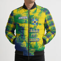 Custom Brazil Football Bomber Puffer Jacket Rumo Ao Hexa Grunge Style