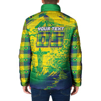 Custom Brazil Football Padded Jacket Rumo Ao Hexa Grunge Style