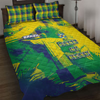 Brazil Football Quilt Bed Set Rumo Ao Hexa Grunge Style