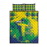 Brazil Football Quilt Bed Set Rumo Ao Hexa Grunge Style