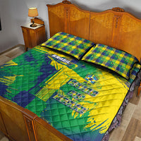 Brazil Football Quilt Bed Set Rumo Ao Hexa Grunge Style