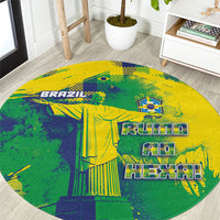 Brazil Football Round Carpet Rumo Ao Hexa Grunge Style