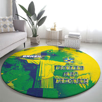 Brazil Football Round Carpet Rumo Ao Hexa Grunge Style