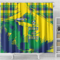 Brazil Football Shower Curtain Rumo Ao Hexa Grunge Style