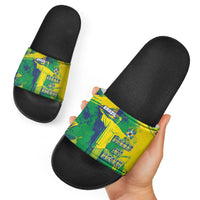 Brazil Football Slide Sandals Rumo Ao Hexa Grunge Style