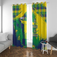 Brazil Football Window Curtain Rumo Ao Hexa Grunge Style