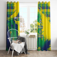 Brazil Football Window Curtain Rumo Ao Hexa Grunge Style