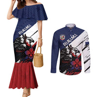 Personalized Panama Couples Matching Mermaid Dress and Long Sleeve Button Shirt Harpy Eagle Bird Grunge Style