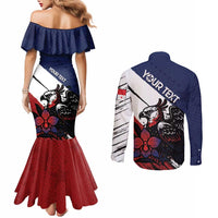 Personalized Panama Couples Matching Mermaid Dress and Long Sleeve Button Shirt Harpy Eagle Bird Grunge Style